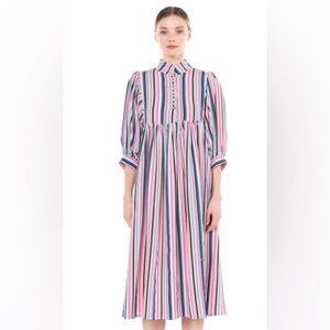 BEULAH PINK STRIPE MIDI DRESS